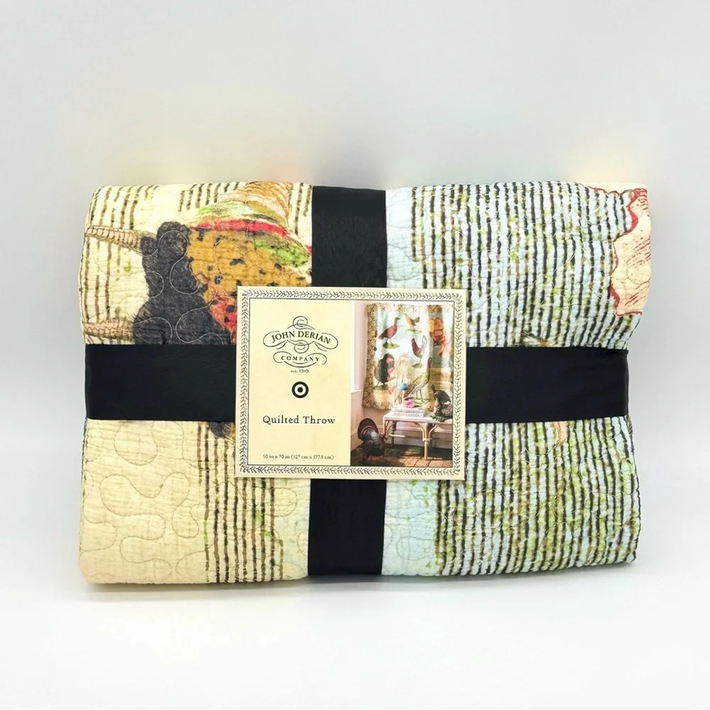 John Derian Quilted Throw - Cream and Black
